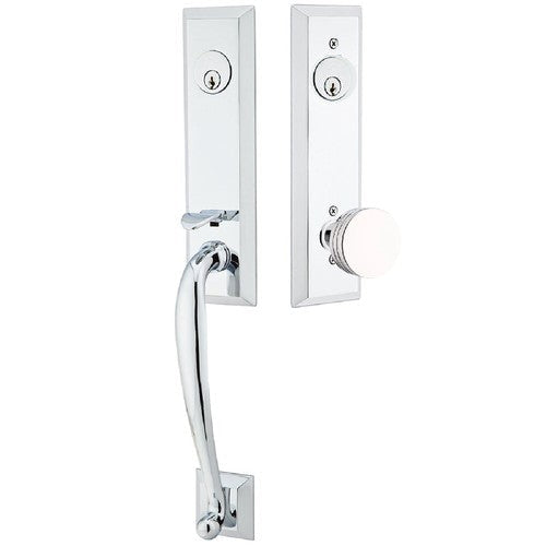 Emtek Adams Tubular Entrance Handleset With Bern Knob in Polished Chrome finish