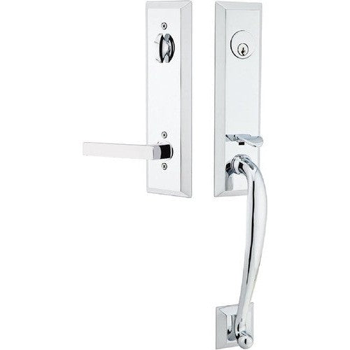 Emtek Adams Tubular Entrance Handleset With Dumont Lever in Polished Chrome finish