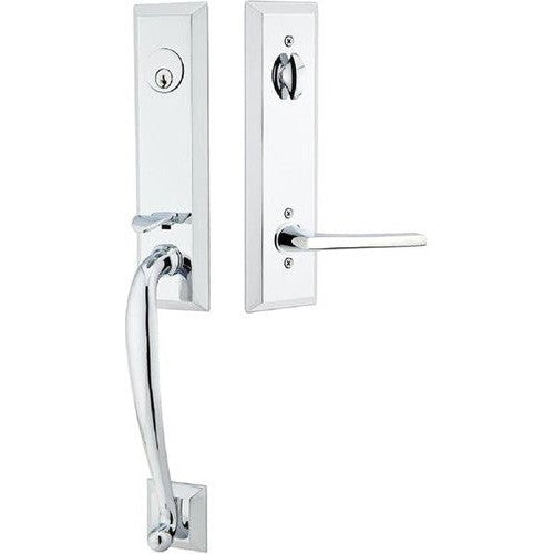 Emtek Adams Tubular Entrance Handleset With Helios Lever in Polished Chrome finish