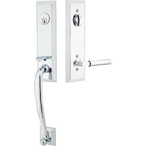 Emtek Adams Tubular Entrance Handleset With Hercules Lever in Polished Chrome finish