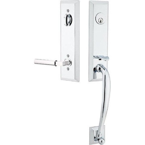 Emtek Adams Tubular Entrance Handleset With Hercules Lever in Polished Chrome finish