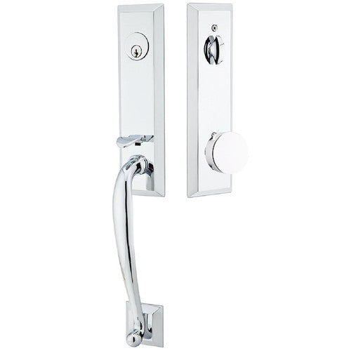 Emtek Adams Tubular Entrance Handleset With Round Knob in Polished Chrome finish