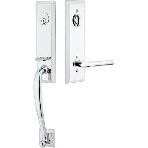 Emtek Adams Tubular Entrance Handleset With Stuttgart Lever in Polished Chrome finish