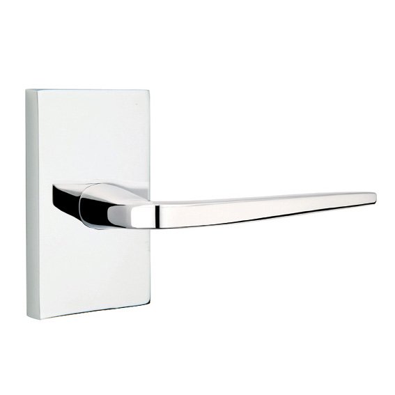 Emtek Athena Lever With Modern Rectangular Rosette in Polished Chrome finish