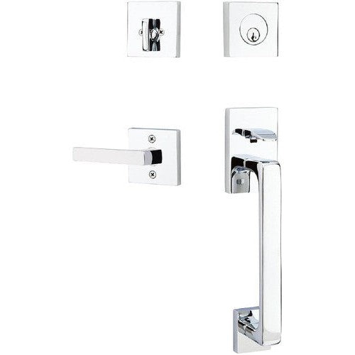 Emtek Baden Entrance Handleset With Dumont Lever in Polished Chrome finish