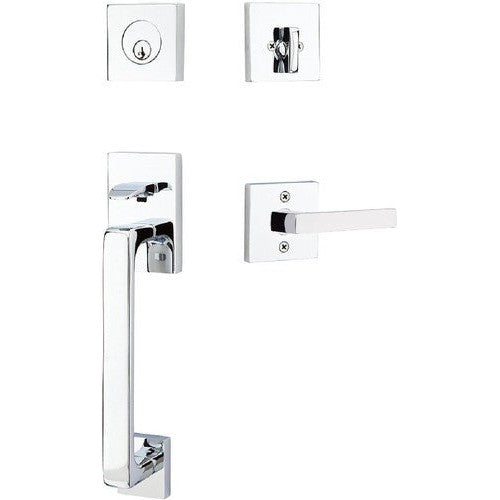 Emtek Baden Entrance Handleset With Dumont Lever in Polished Chrome finish