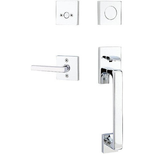 Emtek Baden Entrance Handleset With Freestone Lever in Polished Chrome finish