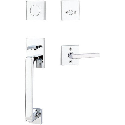 Emtek Baden Entrance Handleset With Freestone Lever in Polished Chrome finish