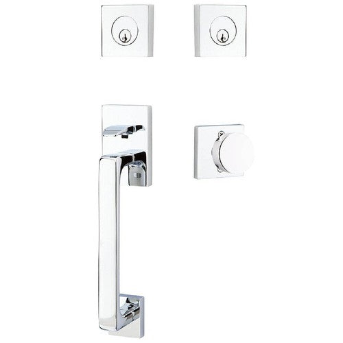 Emtek Baden Entrance Handleset With Round Knob in Polished Chrome finish