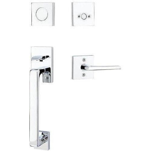 Emtek Baden Tubular Entrance Handleset with Helios Lever in Polished Chrome finish