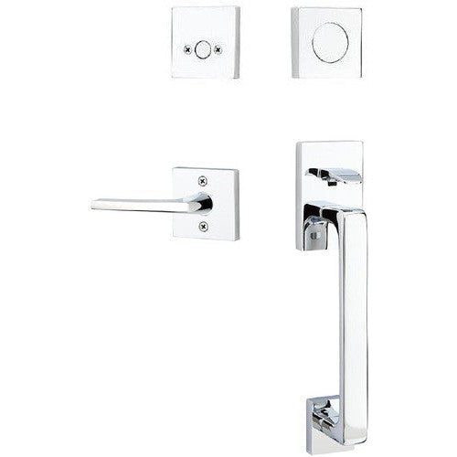 Emtek Baden Tubular Entrance Handleset with Helios Lever in Polished Chrome finish