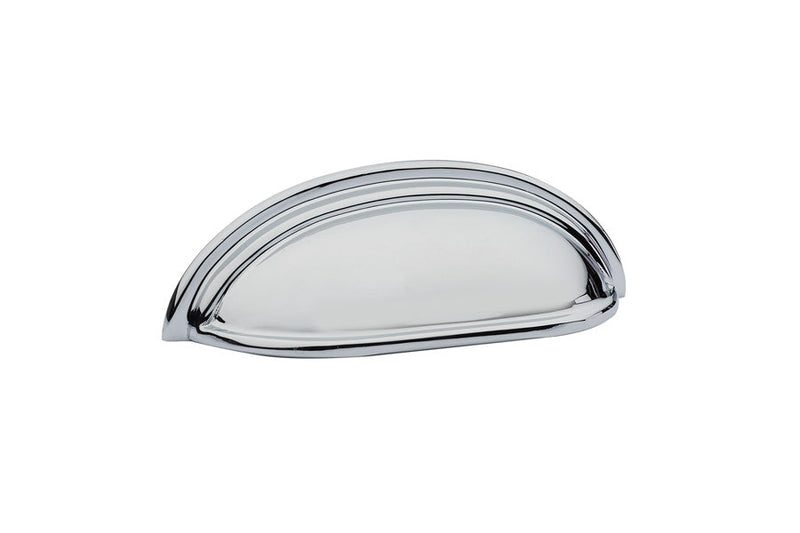 The Emtek Cup Cabinet Pull, 3" Center to Center in Polished Chrome finish