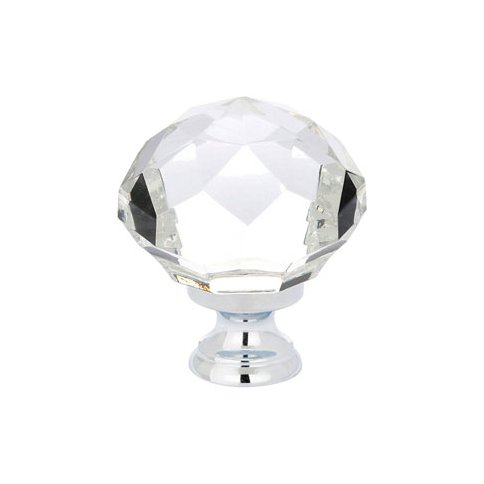 The Emtek Diamond Crystal Glass Cabinet Knob in Polished Chrome finish.