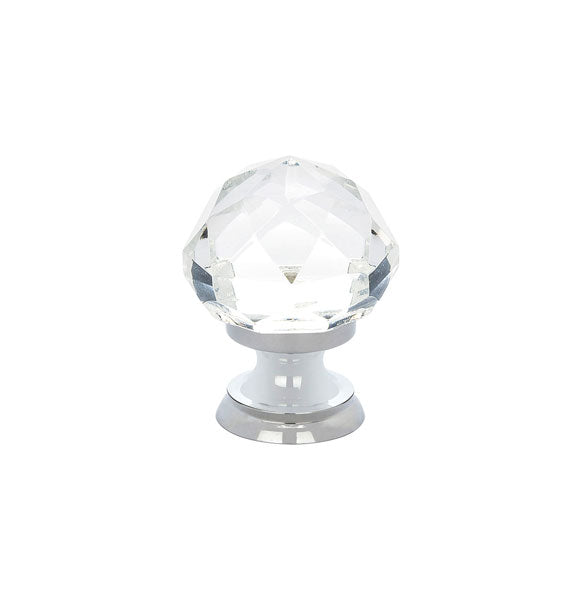 The Emtek Diamond Crystal Glass Knob 1-1/4" Wide (1-7/8" Projection) in Polished Chrome finish