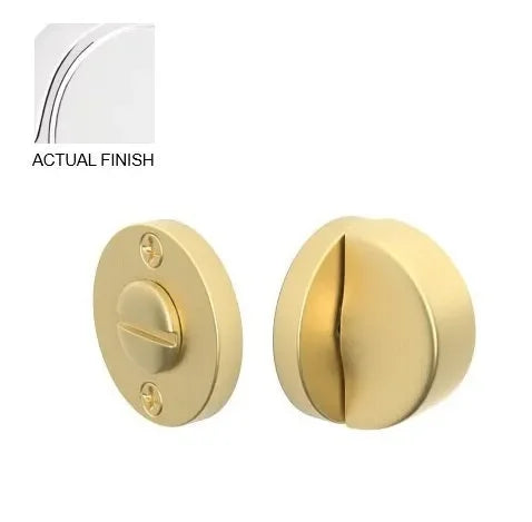 The Emtek Disk Double Rosette Privacy Bolt in Polished Chrome finish.