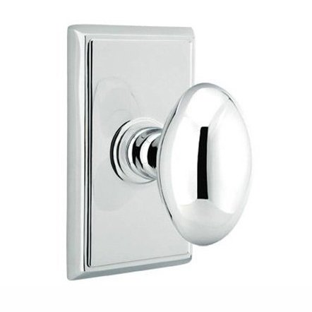 Emtek Egg Knob with Rectangular Rosette in Polished Chrome finish