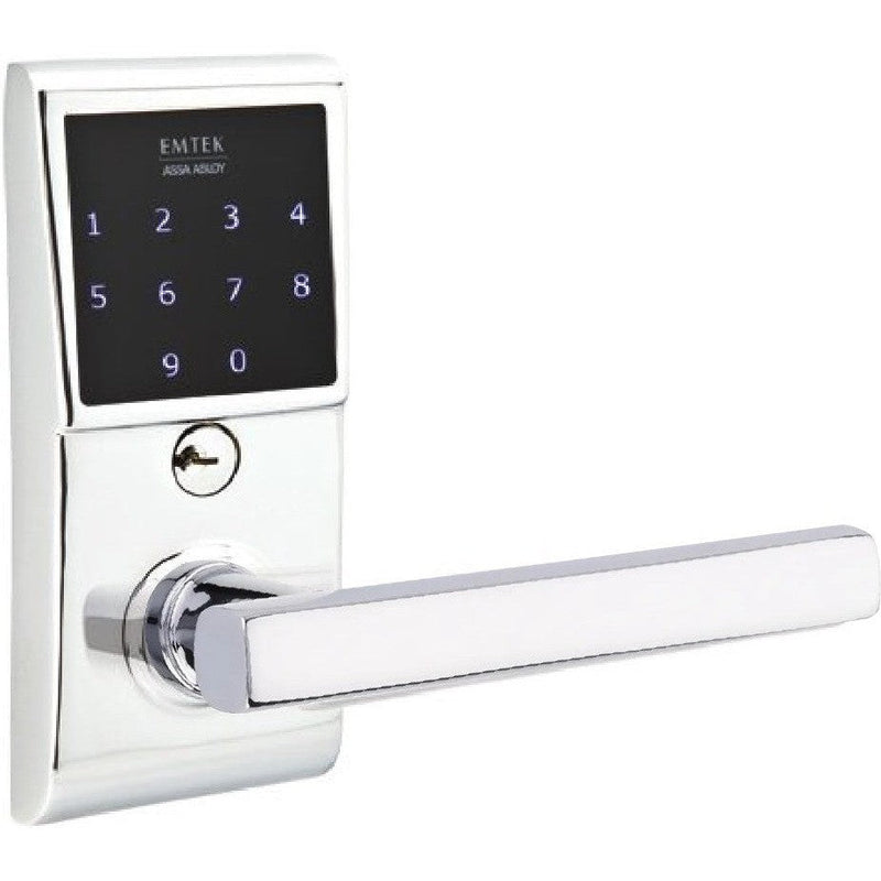 Emtek EMTouch Electronic Touchscreen Keypad Leverset with Freestone Lever in Polished Chrome finish