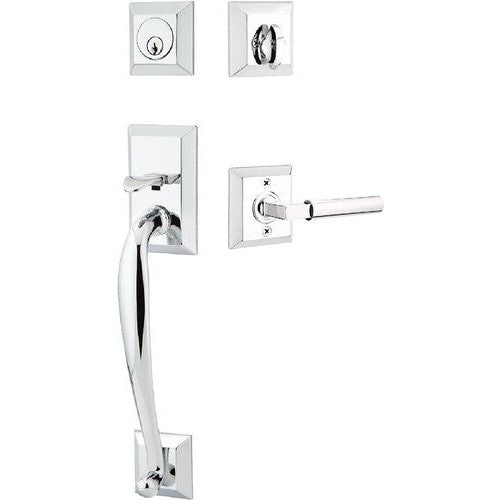 Emtek Franklin Tubular Entrance Handleset With Hercules Lever in Polished Chrome finish