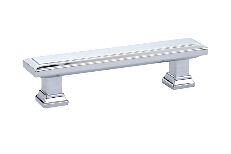 The Emtek Geometric Rectangular Cabinet Pull, 3 1/2" Center to Center in Polished Chrome finish