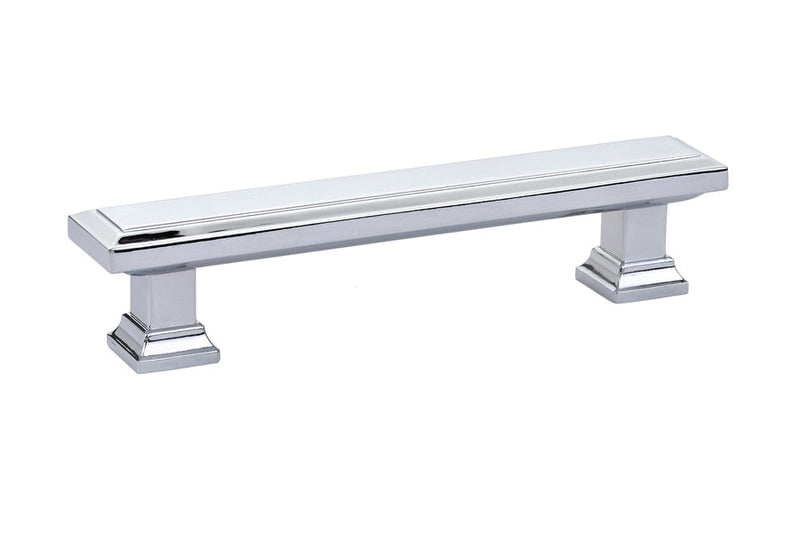 The Emtek Geometric Rectangular Cabinet Pull, 4" Center to Center in Polished Chrome finish