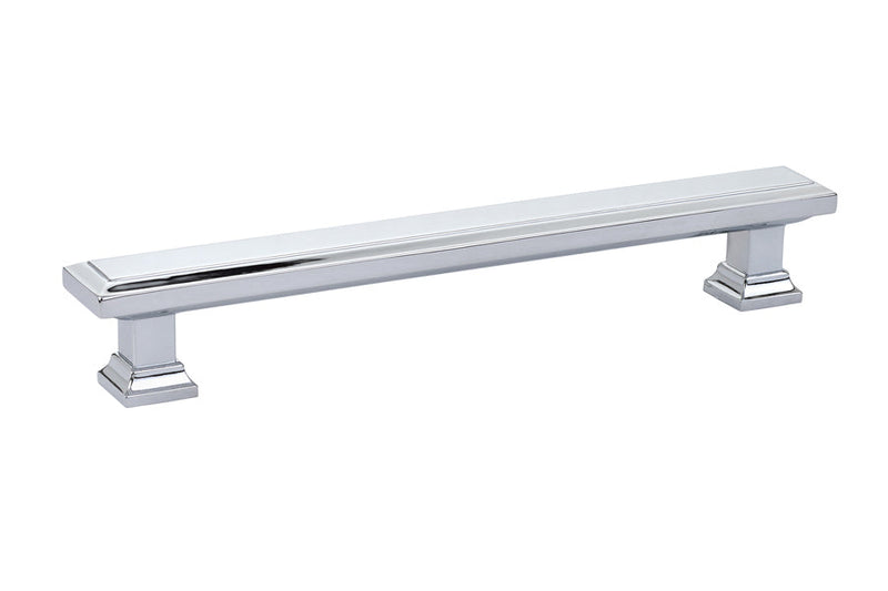 The Emtek Geometric Rectangular Cabinet Pull, 6" Center to Center in Polished Chrome finish