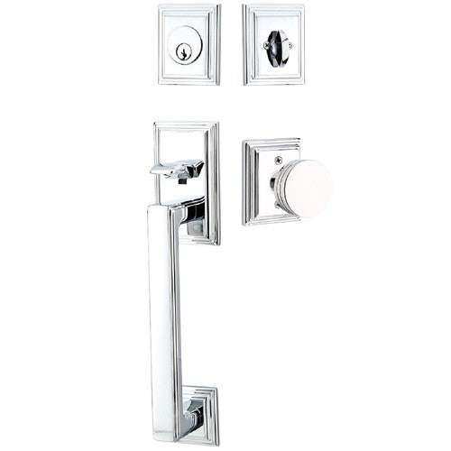 Emtek Hamden Tubular Entrance Handleset With Bern Knob in Polished Chrome finish