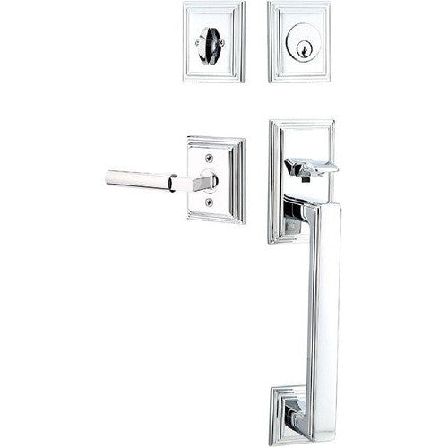 Emtek Hamden Tubular Entrance Handleset With Hercules Lever in Polished Chrome finish