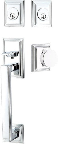 Emtek Hamden Tubular Entrance Handleset With Round Knob in Polished Chrome finish