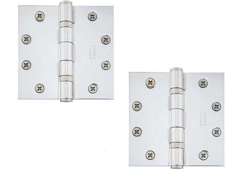 Emtek Heavy Duty Solid Brass Ball Bearing Hinge, 4" x 4" with Square Corners in Polished Chrome finish