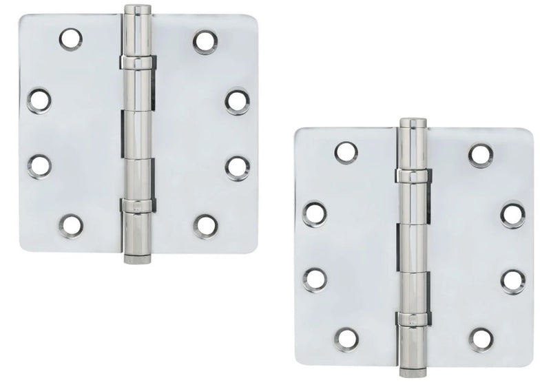 Emtek Heavy Duty Solid Brass Ball Bearing Hinge, 4.5" x 4.5" with 1/4" Radius Corners in Polished Chrome finish