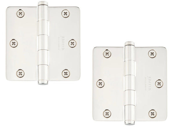 Emtek Heavy Duty Solid Brass Plain Bearing Hinge, 3.5" x 3.5" with 1/4" Radius Corners in Polished Chrome finish