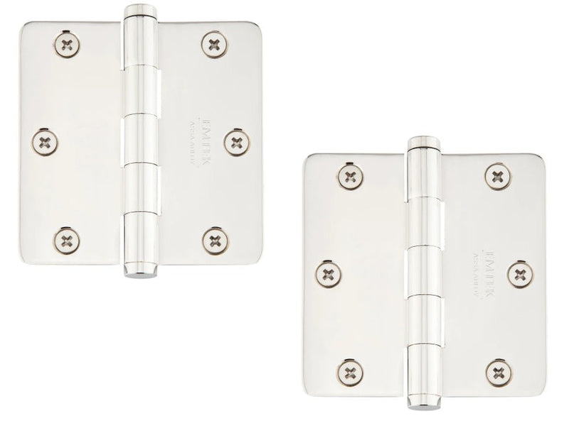 Emtek Heavy Duty Solid Brass Plain Bearing Hinge, 3.5" x 3.5" with 1/4" Radius Corners in Polished Chrome finish