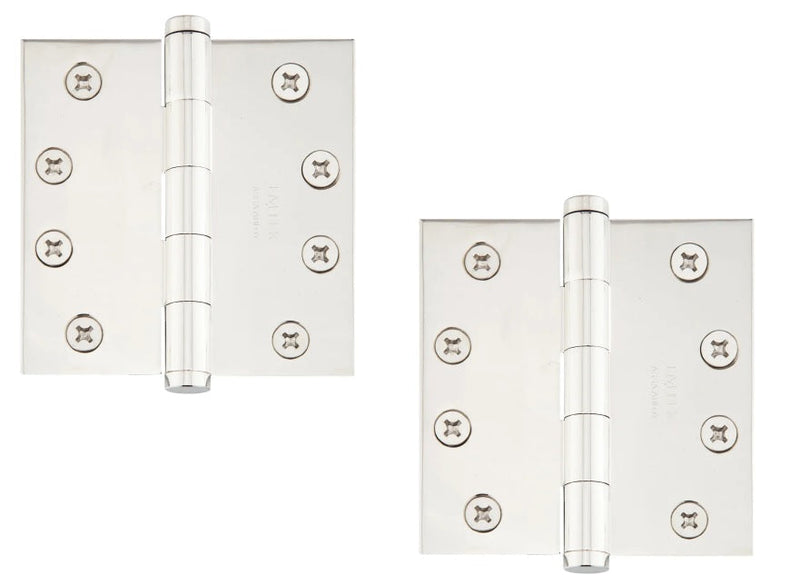 Emtek Heavy Duty Solid Brass Plain Bearing Hinge, 4" x 4" with Square Corners in Polished Chrome finish