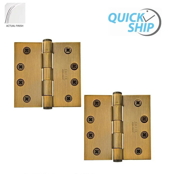 Emtek Heavy Duty Steel Plain Bearing Hinge, 4" x 4" with Square Corners in Polished Chrome finish