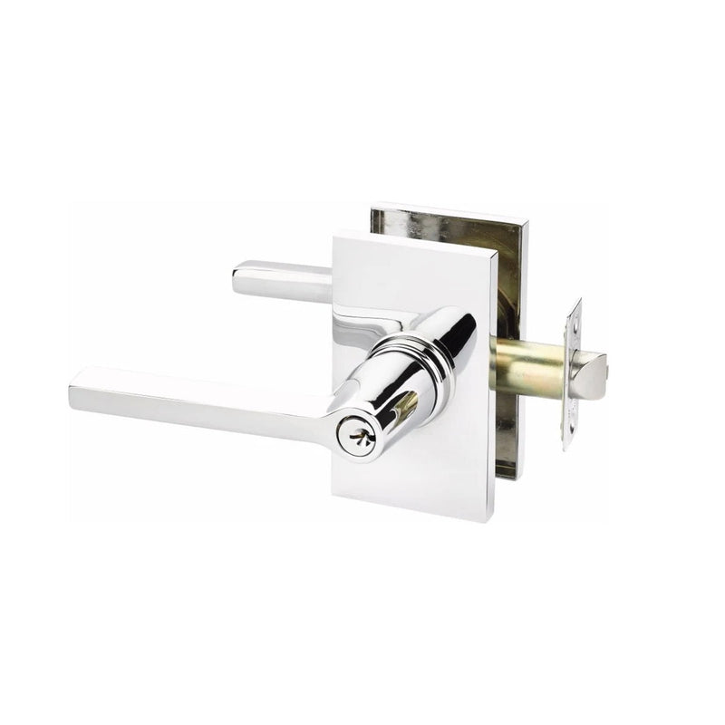 Emtek Helios Lever With Modern Rectangular Rosette in Polished Chrome finish