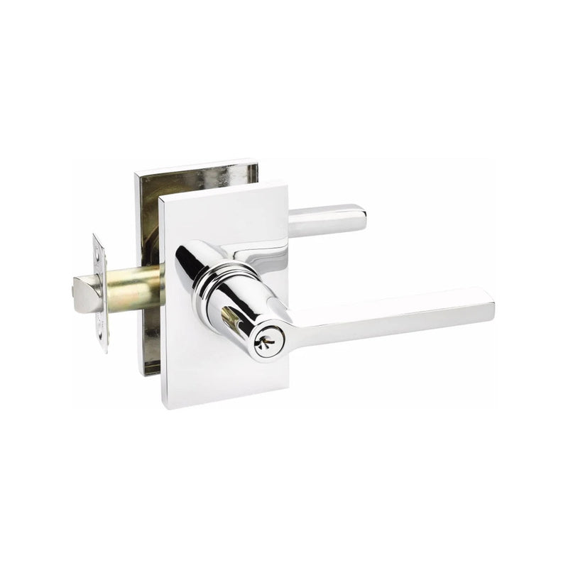 Emtek Helios Lever With Modern Rectangular Rosette in Polished Chrome finish