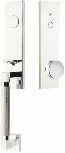 Emtek Hercules Knurled Monolithic Tubular Entry Set with Round Knob in Polished Chrome finish