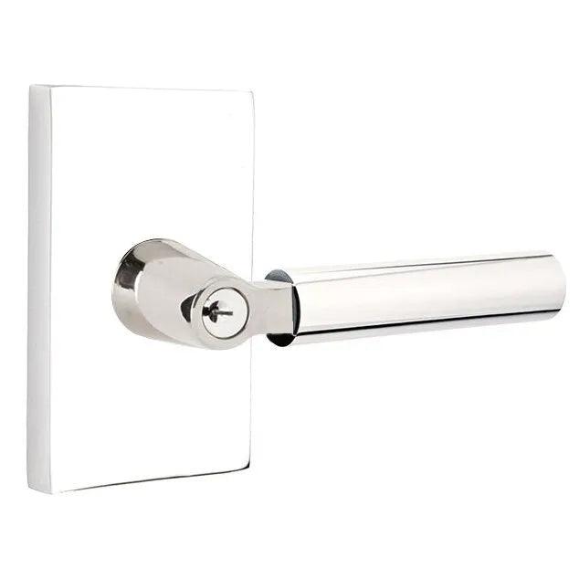 Emtek Hercules Lever with Modern Rectangular Rosette in Polished Chrome finish