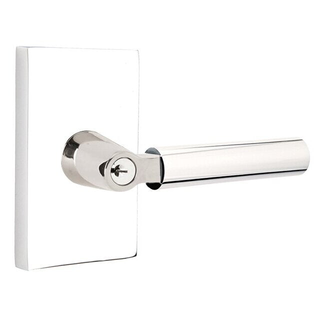 Emtek Hercules Lever with Modern Rectangular Rosette in Polished Chrome finish