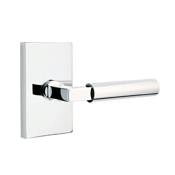 Emtek Hercules Lever with Modern Rectangular Rosette in Polished Chrome finish