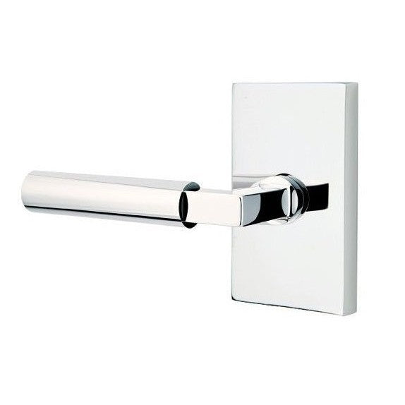 Emtek Hercules Lever with Modern Rectangular Rosette in Polished Chrome finish