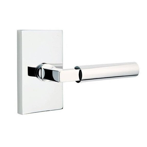 Emtek Hercules Lever with Modern Rectangular Rosette in Polished Chrome finish