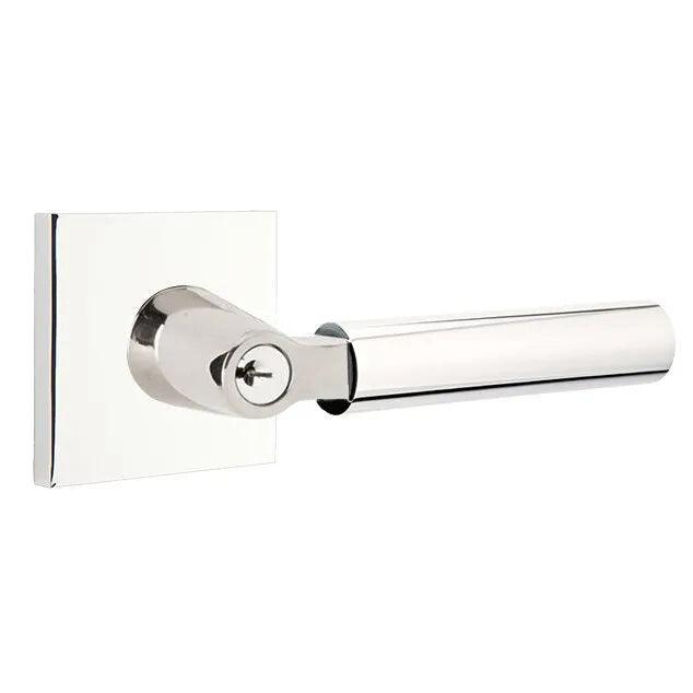 The Emtek Hercules Lever With Square Rosette in Polished Chrome finish