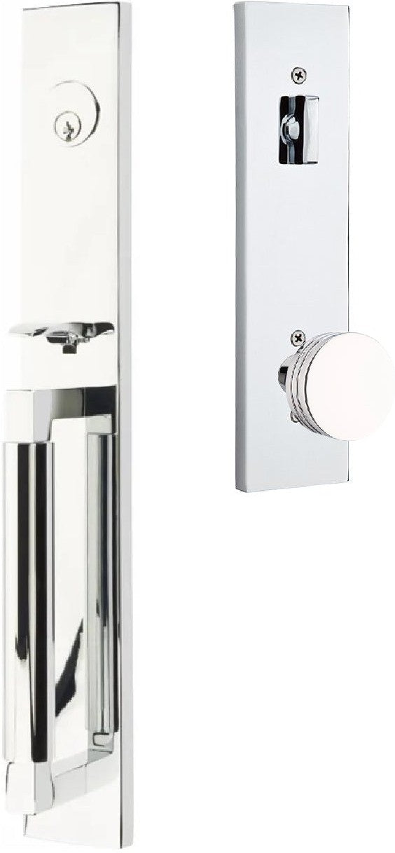 Emtek Hercules Smooth Full Length Tubular Entry Set with Bern Knob in Polished Chrome finish