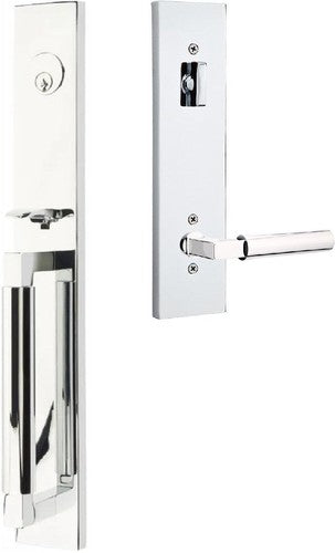 Emtek Hercules Smooth Full Length Tubular Entry Set with Hercules Lever in Polished Chrome finish