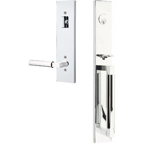 Emtek Hercules Smooth Full Length Tubular Entry Set with Hercules Lever in Polished Chrome finish