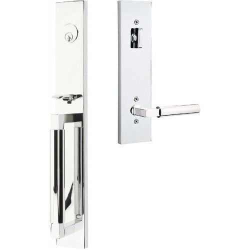 Emtek Hercules Smooth Full Length Tubular Entry Set with Hercules Lever in Polished Chrome finish