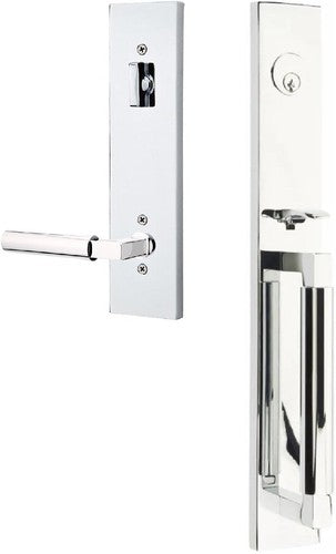 Emtek Hercules Smooth Full Length Tubular Entry Set with Hercules Lever in Polished Chrome finish