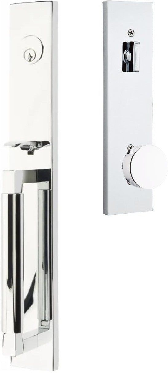 Emtek Hercules Smooth Full Length Tubular Entry Set with Round Knob in Polished Chrome finish