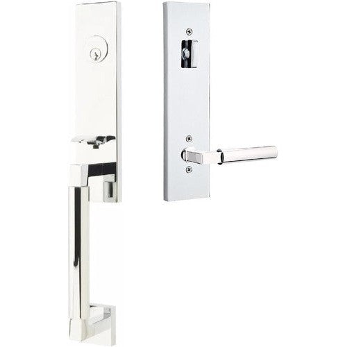 Emtek Hercules Smooth Monolithic Tubular Entry Set with Hercules Lever in Polished Chrome finish